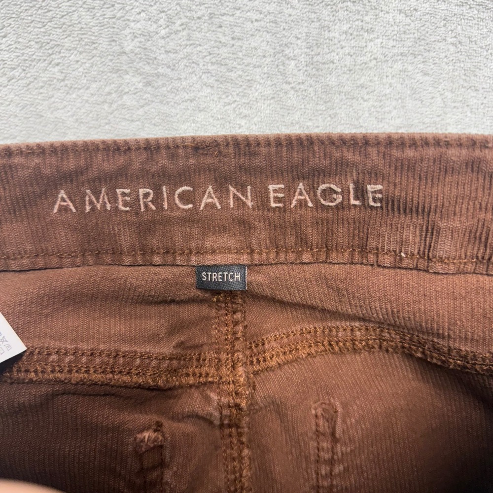 American Eagle Brown Corduroy Flare Pants High Rise Stretch Size 4 Regular - Picture 2 of 14